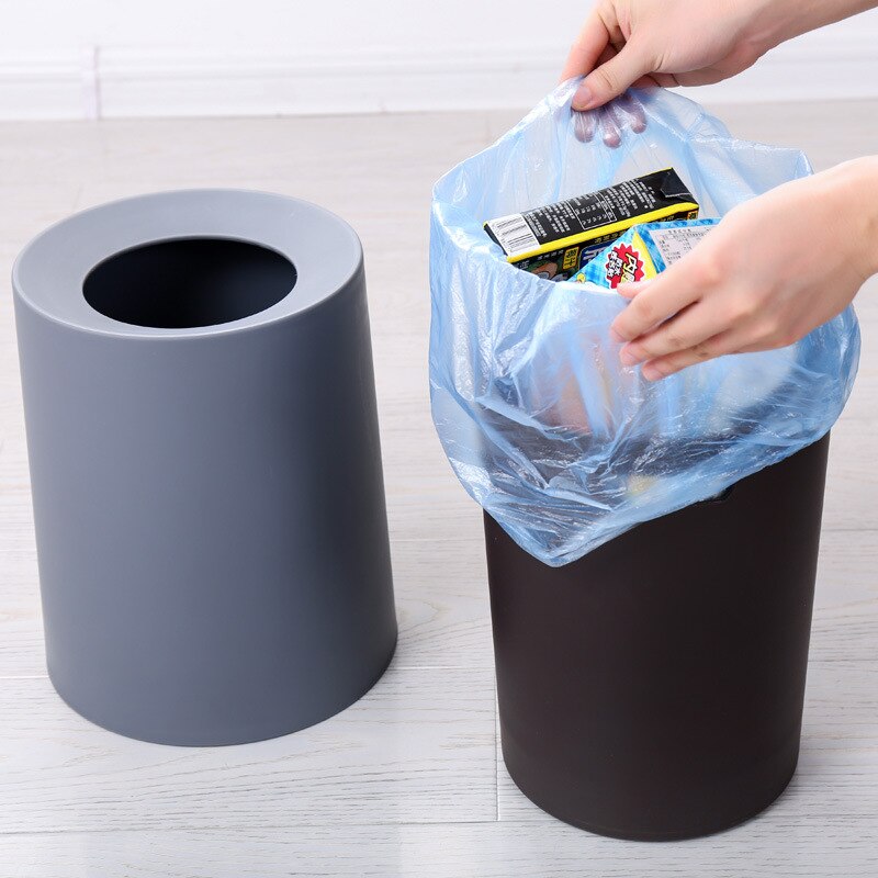 Plastic Trash Can Bathroom Waste Bin Toilet Dustbin Garbage Bin Double-layer Recycling Bucket Garbage Bin