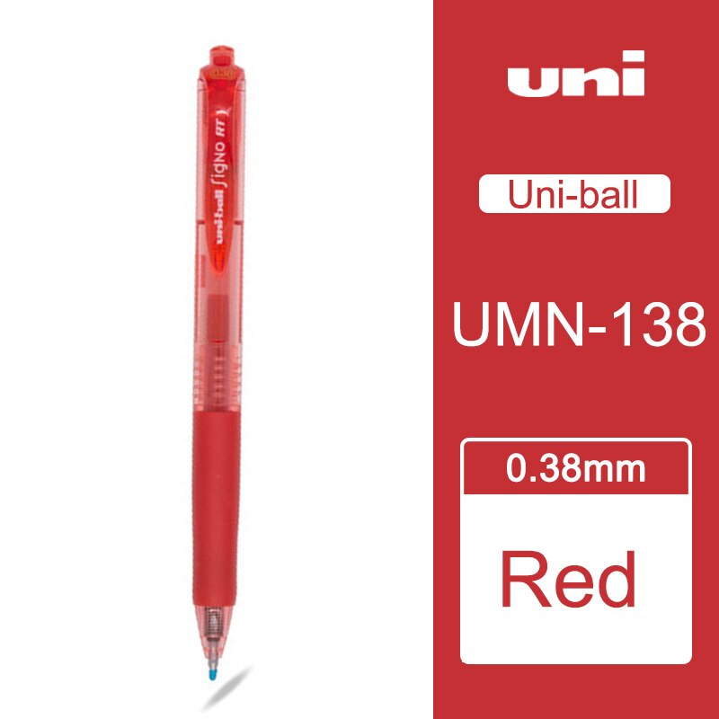1 Piece Mitsubishi Uni-ball Signo RT retractable gel pen pena warna gel Pen Ultra Fine UMN-138 made in Japan: Red