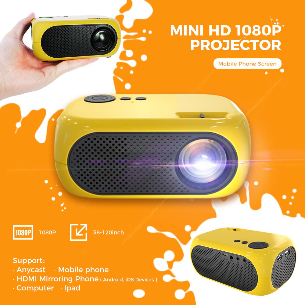 XIDU-Mini proyector compatible con 1080P, Full HD, proyectores LED, teléfono móvil, cine en casa, proyector de películas, vídeo de 120 pulgadas