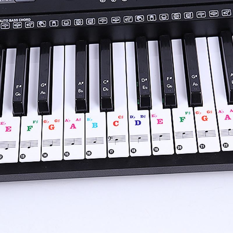 Autocollants de Piano de couleur pour 49/61/76/88 clavier clé couleur Piano lettre Notes autocollants clavier main rouleau Piano clavier