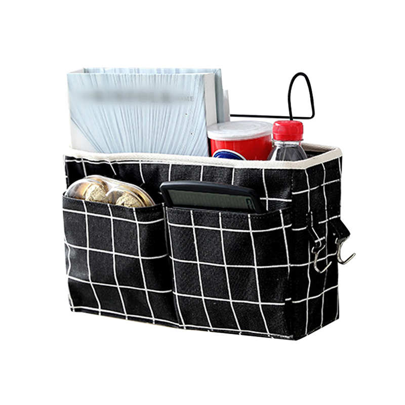 Bedside Hanging Organizer Pocket Storage Bag Wardrobe organizer Canvas Bedroom Bathroom Magazine tote Storage Organizador Pouch: L
