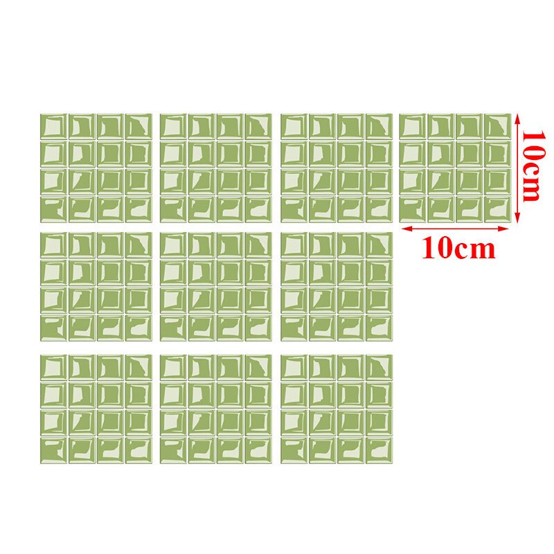 10Pcs Magic Gel Tiles Sticker Mosaic Tile Stickers Kitchen and Bathroom Backsplash Brick Crystal Wallpaper Home Decor: Light Green
