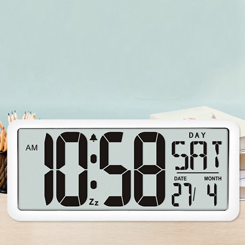 Square Wall Clock Series, Digital Jumbo Alarm Clock, LCD Display, Multi-Functional Upscale Office Decor Desk