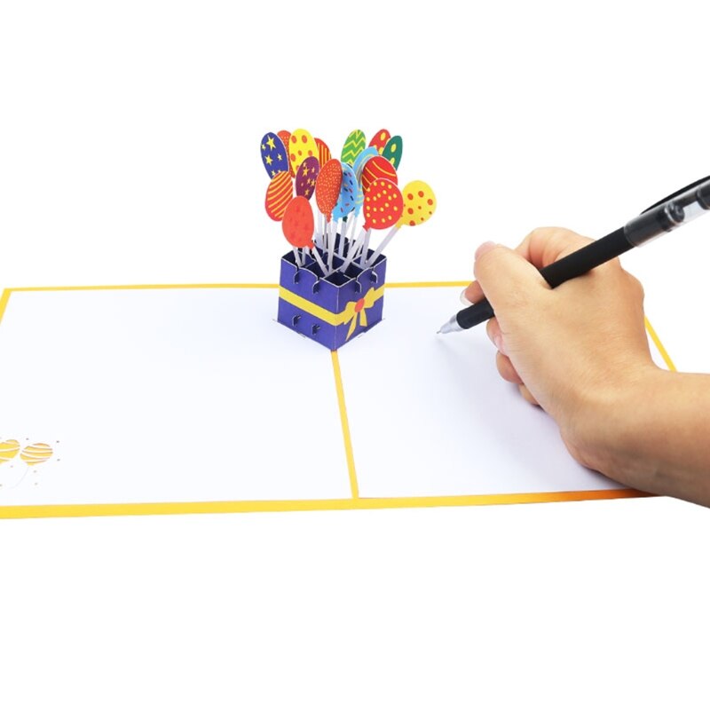 3D Pop-Up Greeting Card for Happy Birthday Cake Box Balloon Wedding Party with Envelope