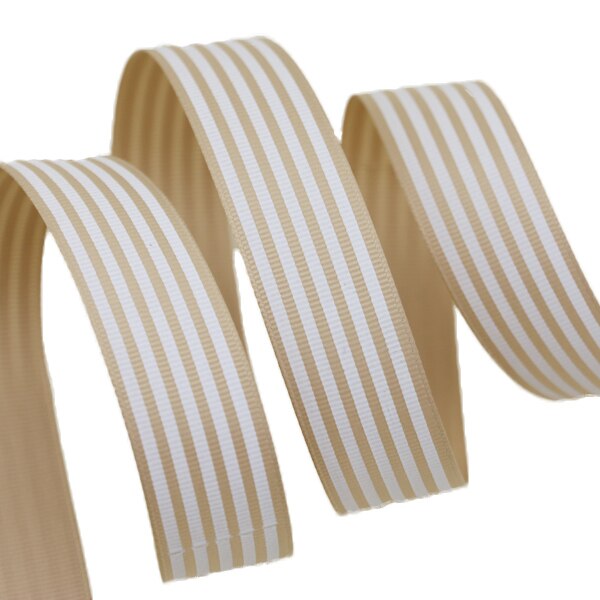 Cinta de grogrén a rayas de 25mm, cintas de decoración para envolver , impresas, 20 yardas/lote: Champagne