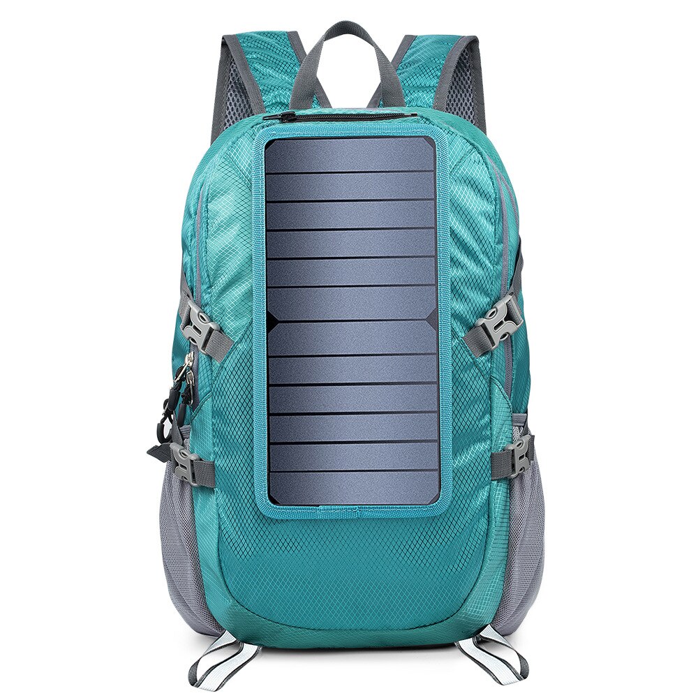 Solar Rugzak Opvouwbare Wandelen Dagrugzak Met 5V Voeding 6.5W Zonnepaneel Opladen Voor Mobiele Telefoons: green