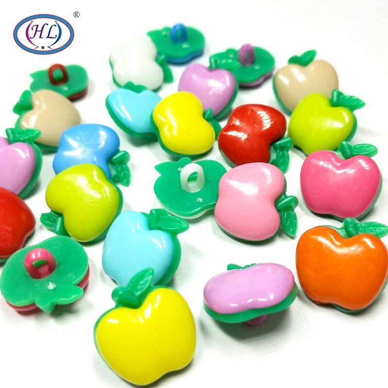 Hl 30Pcs 18Mm Gemengde Kleur Apple Shank Plastic Knoppen Kinderen Kleding Naaien Accessoires Diy Scrapbooking Ambachten