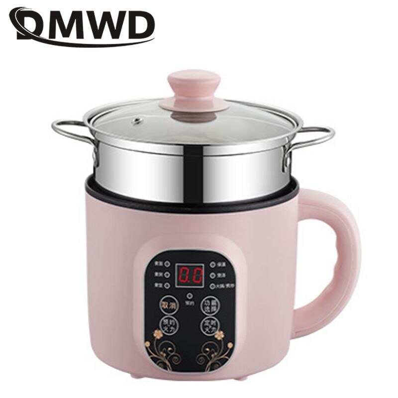 Dmwd 1.5L Mini Elektrische Multicooker Ontbijt Maker Noedels Fornuis Pot Pap Soep Kookpot Voor 1-2 mensen 220V