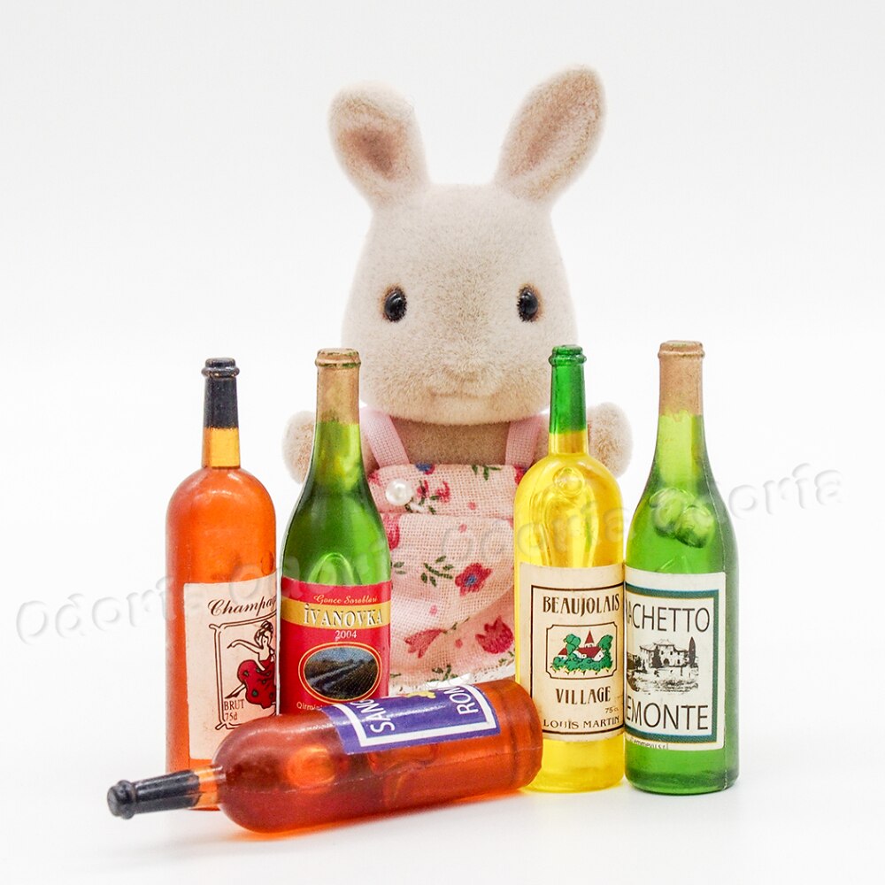 Odoria 1:6 Miniatuur 5 Pcs Multicolor Wijn Sap Flessen Drank Drinken Poppenhuis Keuken Accessoires Eetkamer Bar