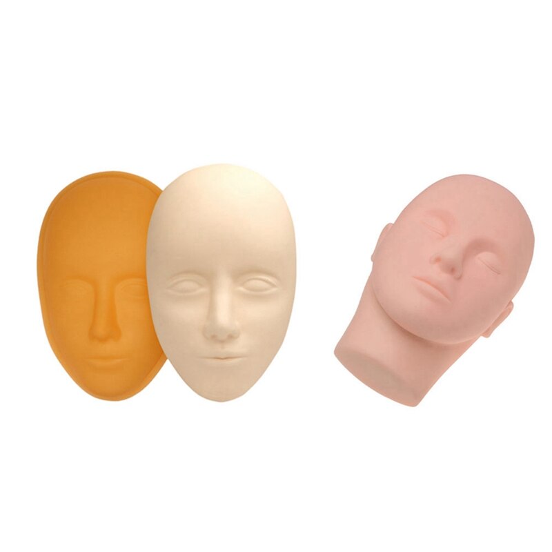 BMBY-1 Set 5D Facial Training Permanent Makeup Lip Face Head &amp; 1 Pcs Mannequin Head Flat Eye Model Training Heads Tool