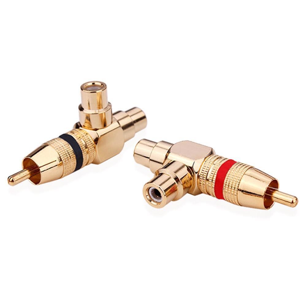Rca Male Naar 2 Vrouwelijke Plug Rca Audio Signaal Distributeur Adapter Av Video Audio Adapter T-Type Conversie Hoofd connector