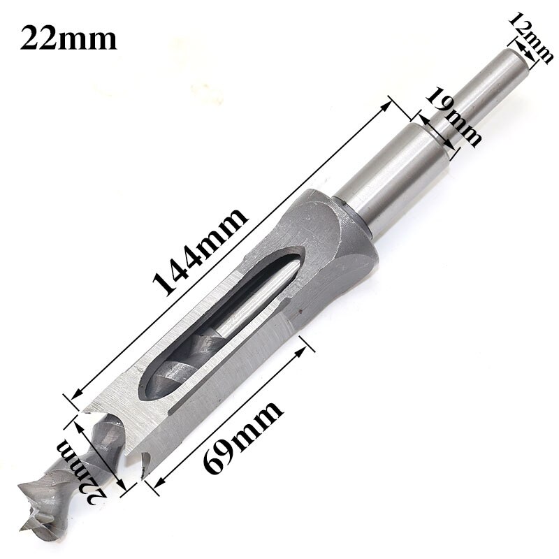 1pc HSS Square Hole Saw Mortise Chisel Wood Drill Bit with Twist Drill: 22mm