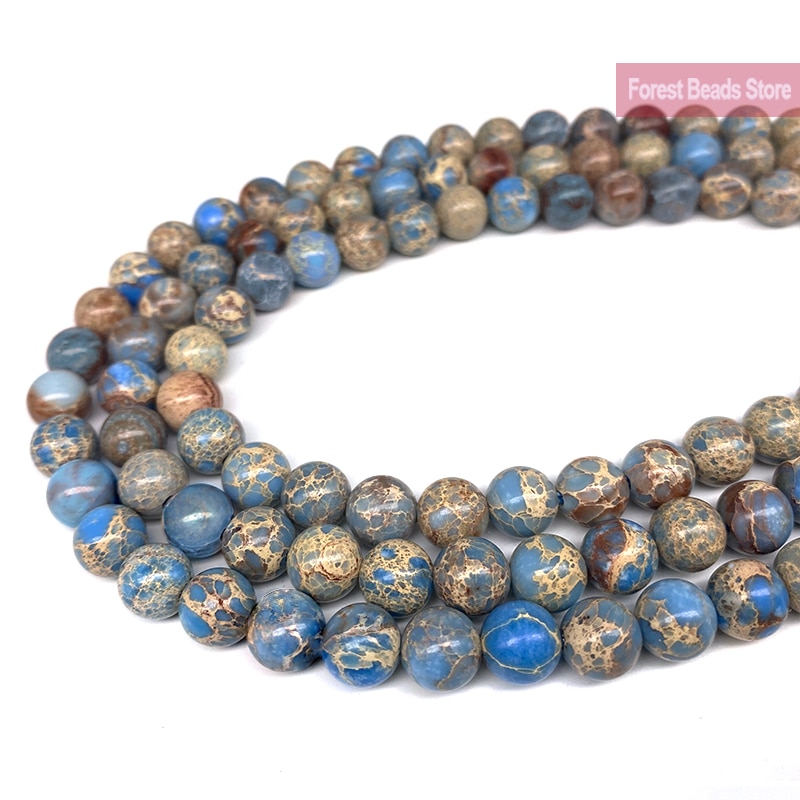 Naturale Blu Sedimento Del cavalla Turchese Imperiale Jaspers Branelli Rotondi Della Pietra Preziosa Bracciale Fai Da Te per Monili Che Fanno 15 "filo 6 8 10 MILLIMETRI