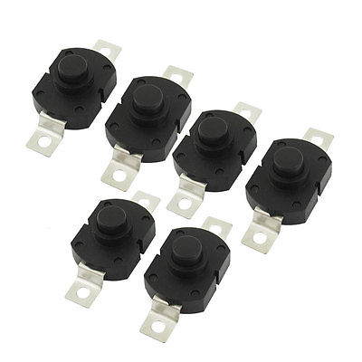 6pcs Horizontal 2 Pin Terminals On/Off Position Torch Pushbutton Switch