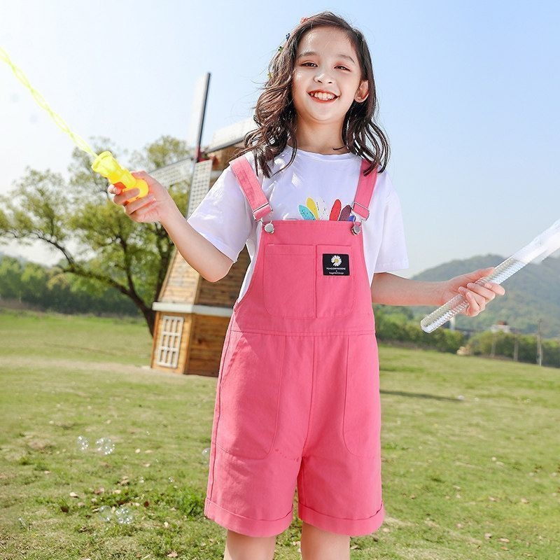 Teen Girls Overalls Cowboy Breastplate Teenage Red White Pants Kids Dungarees Denim Overall Clothes For 6 8 10 12 14 Years