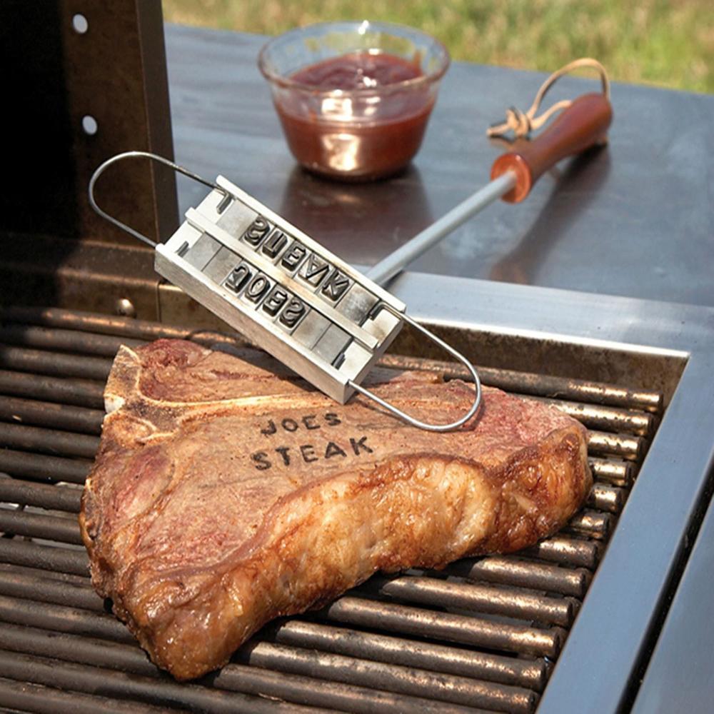 1Set Bbq Branding Ijzer Tong 55 Letters Barbecue Brief Gedrukt Bbq Steak Tool Vlees Grill Vorken Barbecue Tool Accessoires