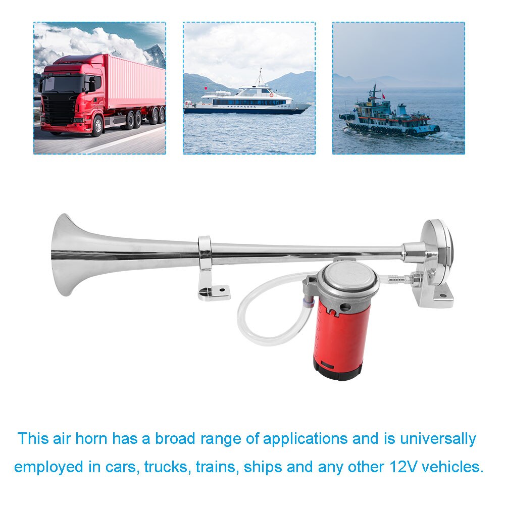 7"12V Air Horn 125 DB Super Loud Universal Horn Single Trumpet Compressor Horn 180 Hertz For Car Truck Boat Motorcycle