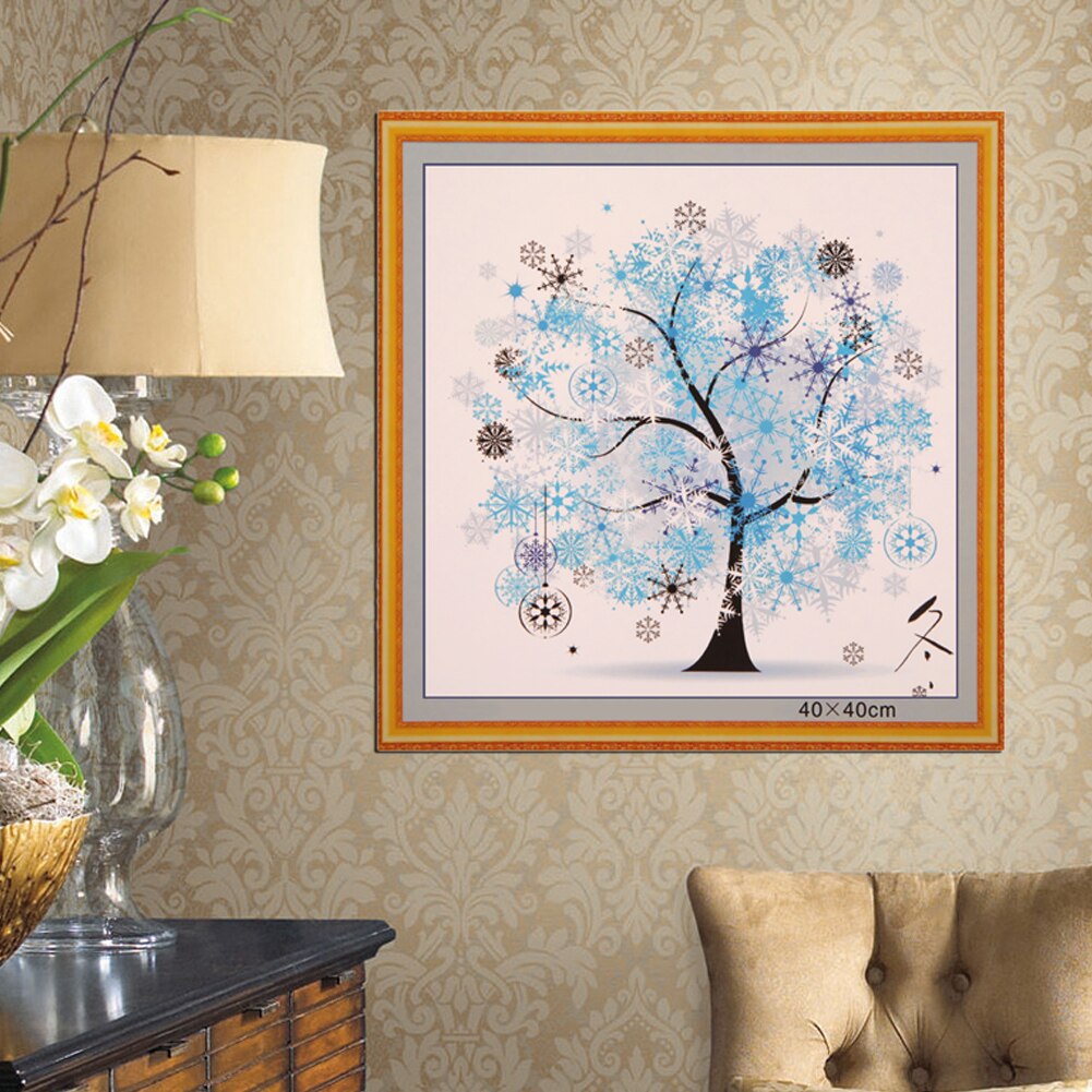 DIY Four Seasons Tree Cross Stitch Kit Counted Embroidery Spring Summer Autumn Winter Home Decorative: Winter