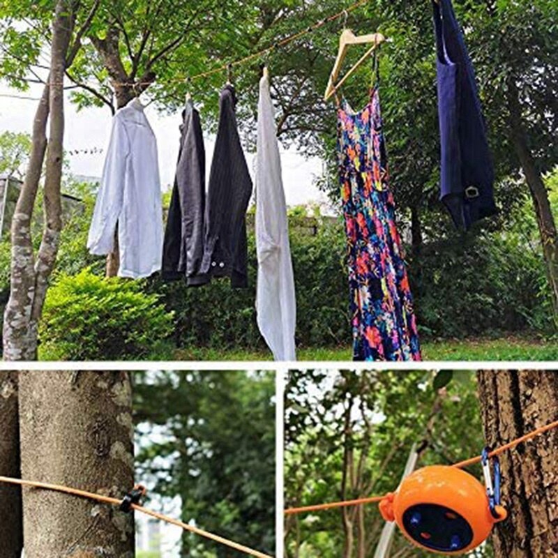 Retractable Clothesline Outdoor Laundry Line -Portable Clothesline Set for Travel,Camping,Backyard,Hotel,Outdoor/Indoor