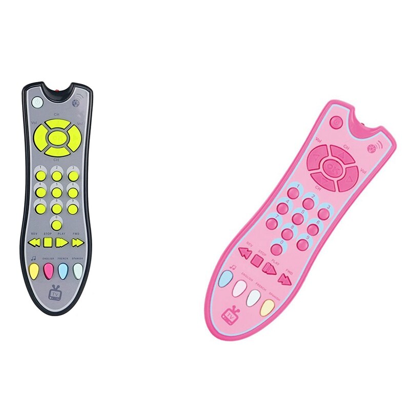 Baby Realistic TV Remote Control Toy With Light And Sound With English, French And Spanish Toy For Girls Boys