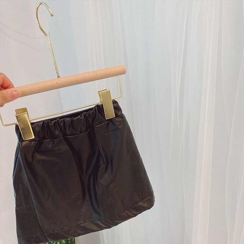 Faux cuir jupe âge pour 2 - 10 ans bébé fille noir décontracté asymétrique jupe enfants jupes