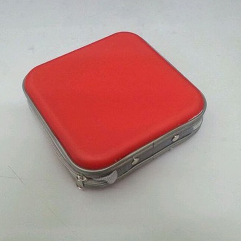 Portátil 40 Uds disco CD DVD tamaño monedero almacenamiento organizador caja compartimentos, soporte CD manga bolsa dura álbum caja estuches con cremallera: Rojo