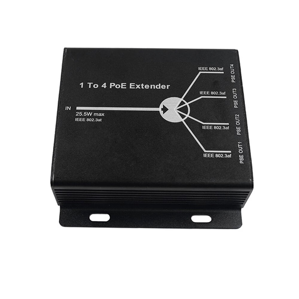 CCTV System POE Extender 1-Port 10/100M IEEE802.3at (power-in) To 4-Ports IEEE802.3af (power-out) for IP Camera Extend 100 meter
