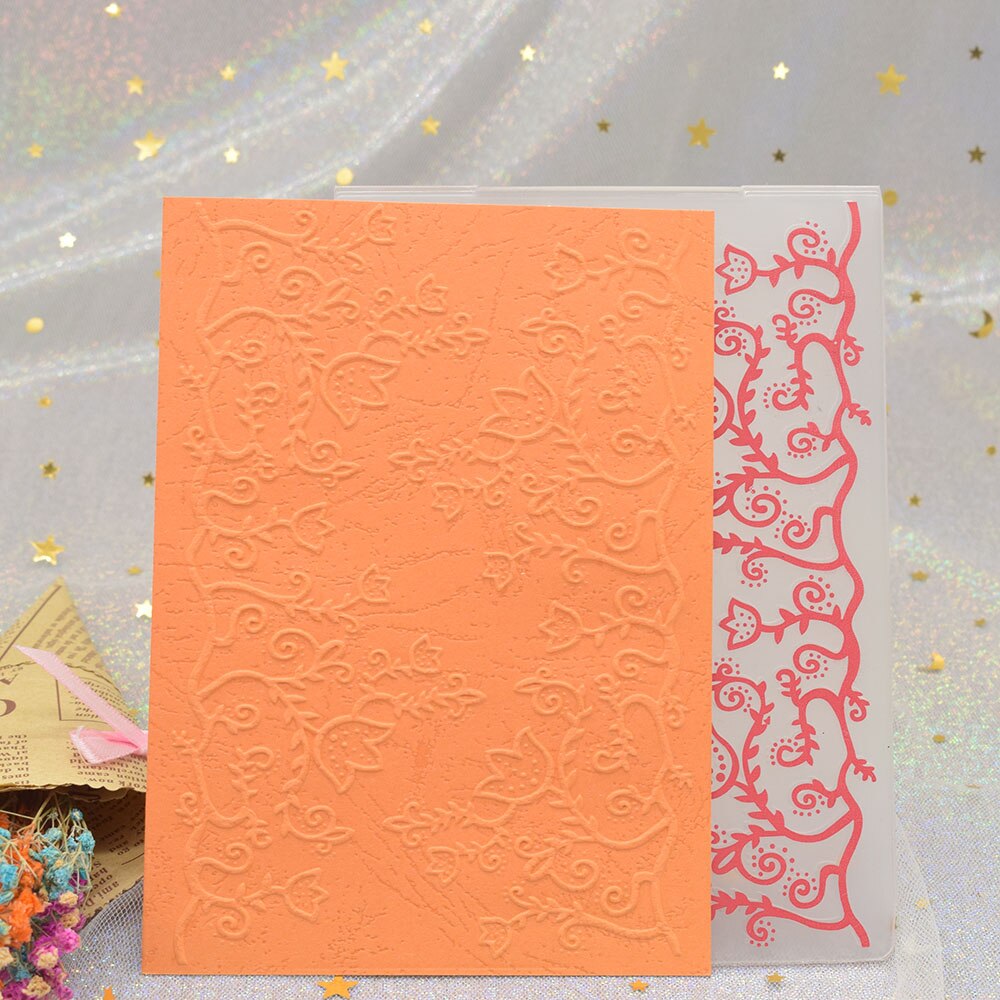 Patrón de la gloria de la mañana 3D flores en relieve carpetas para bricolaje álbum de recortes papel tarjeta de plástico en relieve plantilla