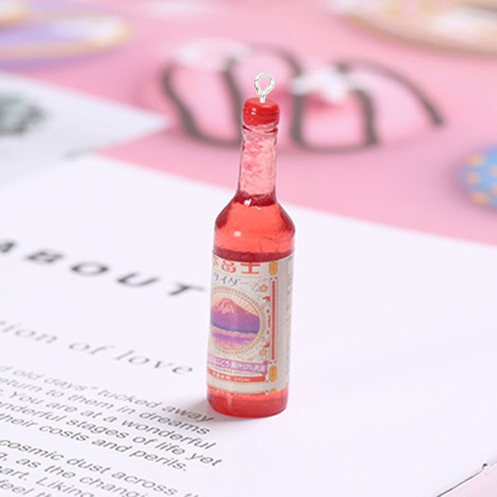 Yamily 10 stück/harz-fruchtsaftflaschen-anhänger, rosa getränkeanhänger, diy-schmuckherstellung für schlüsselanhänger, ohrringe und halsketten: 1