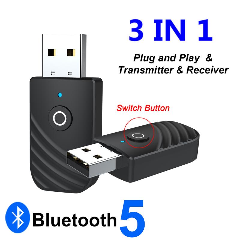 3 In 1 Mini 3.5Mm Jack Aux Usb Stereo Music Draadloze Adapter Bluetooth 5.0 Audio-ontvanger Zender Voor Tv auto Pc Hoofdtelefoon