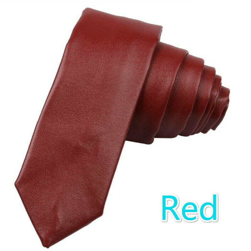 Corbatas de cuero PU informales para hombre, corbatas de de Color sólido, corbata para traje de negocios y boda: 01