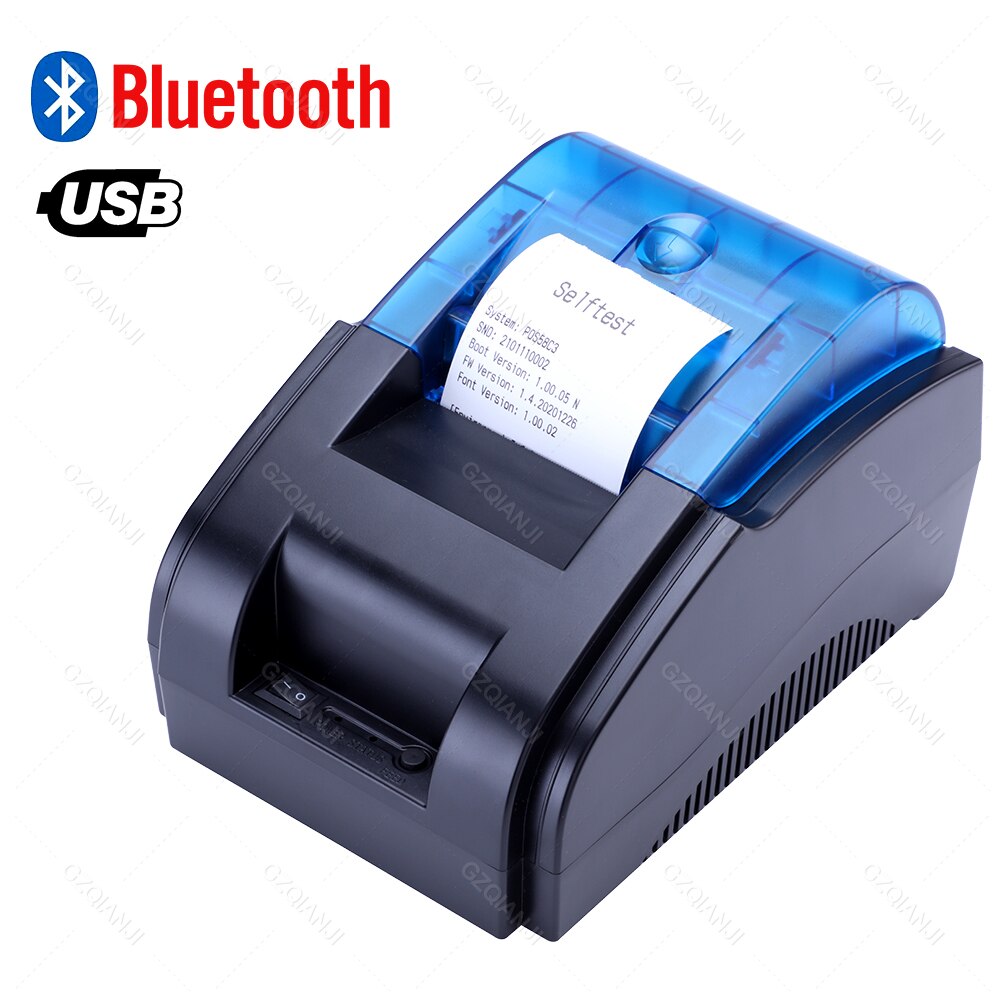 Machine d&#39;impression thermique de tickets de caisse, Bluetooth, commerciale, imprimante de reçus, avec rouleau de papier, USB, pour ordinateur, magasin, bureau: BL USB add  BT / Prise de l’UE