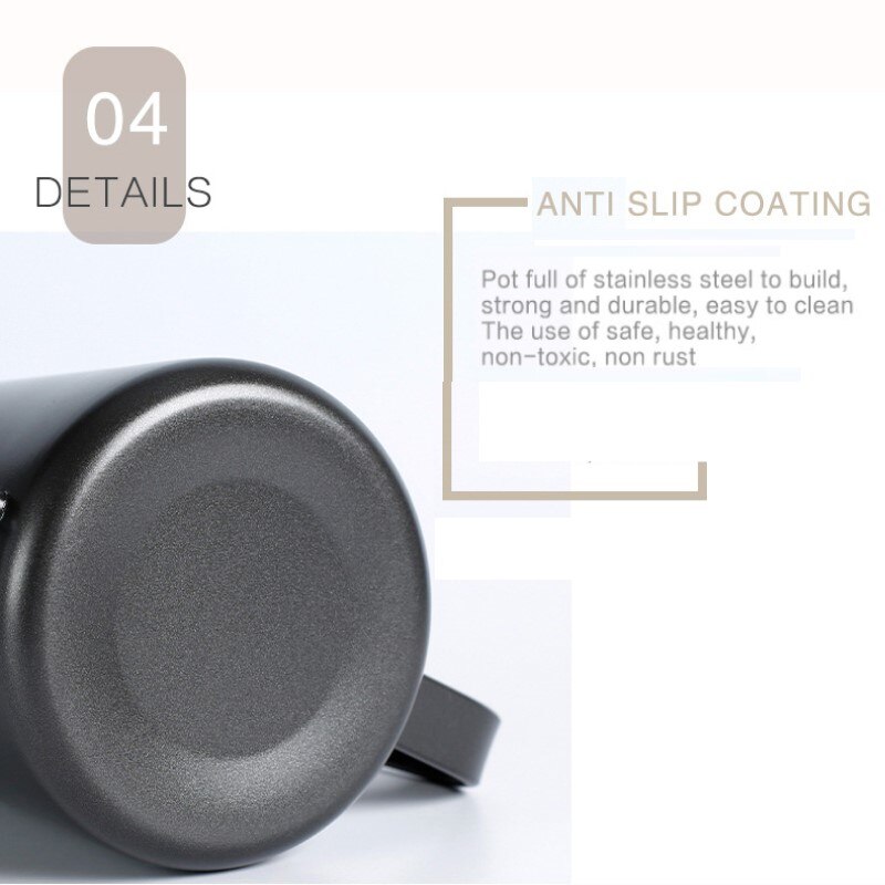 Stainless Steel Coffee Tea Pot Hand-punched Pot Long Mouth Covered Bubble Pot Spout Kettle Hand Drip Kettle Thin Mouth