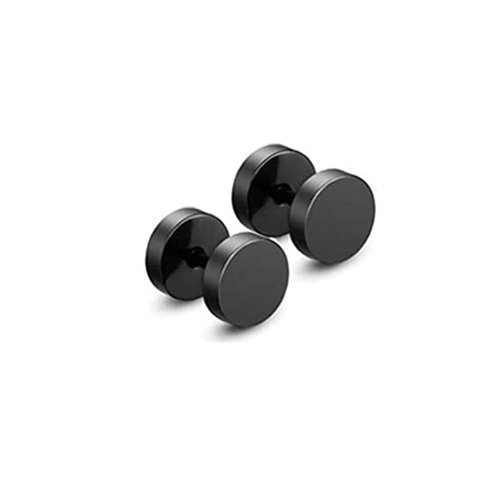 9 Pairs Stainless Steel CZ Stud Earrings Hoop Earrings Gauge Earrings Set for Men Women piercing earrings: 1 Pair Black-A