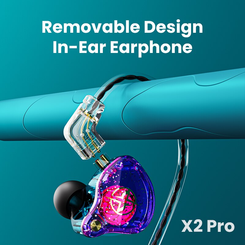 X2 Pro 3,5 mm odłączane słuchawki przewodowe podwójne dynamiczne słuchawki HiFi zestaw słuchawkowy z basem Stereo muzyk Monitor słuchawki douszne sport bieganie