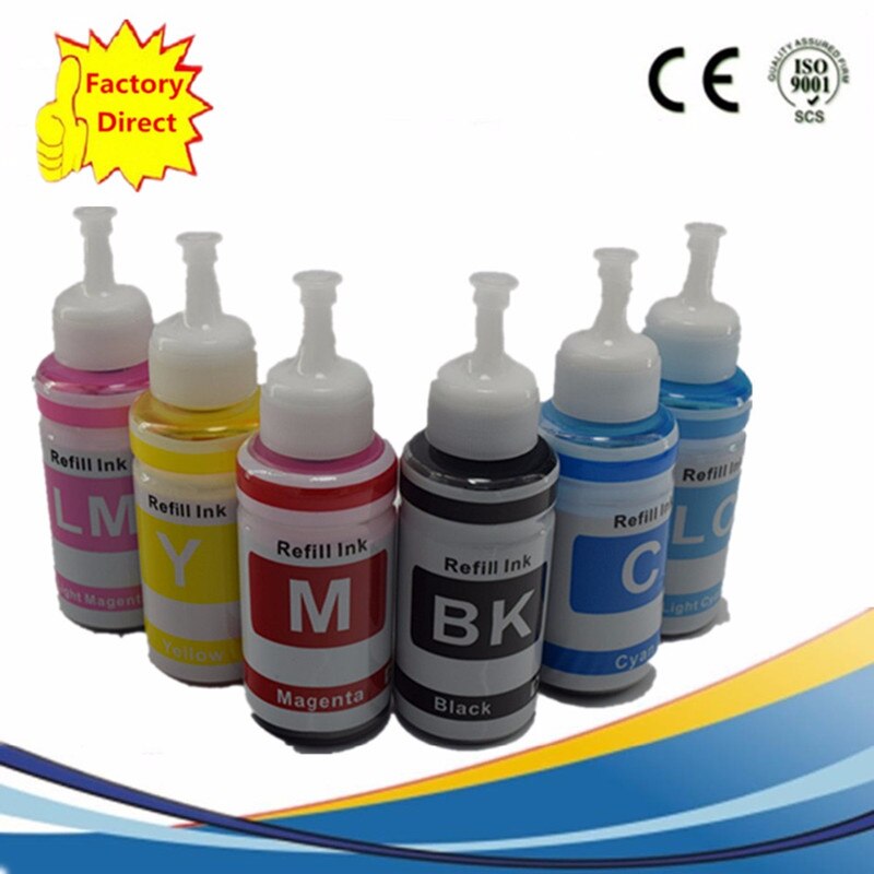 Ricarica Kit di Inchiostro della Tintura L800 L801 di Stampa Della Stampante A Getto D'inchiostro No. T6731/2/3/4/5/6 Uso Per Cartuccia Riutilizzabile Ciss: 1SET 6X70ML