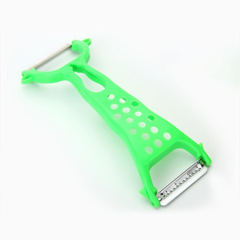 Pelador multifuncional portátil de acero inoxidable para cocina, utensilio de cocina para pelar verduras y frutas, 1 unidad: Double Head Green