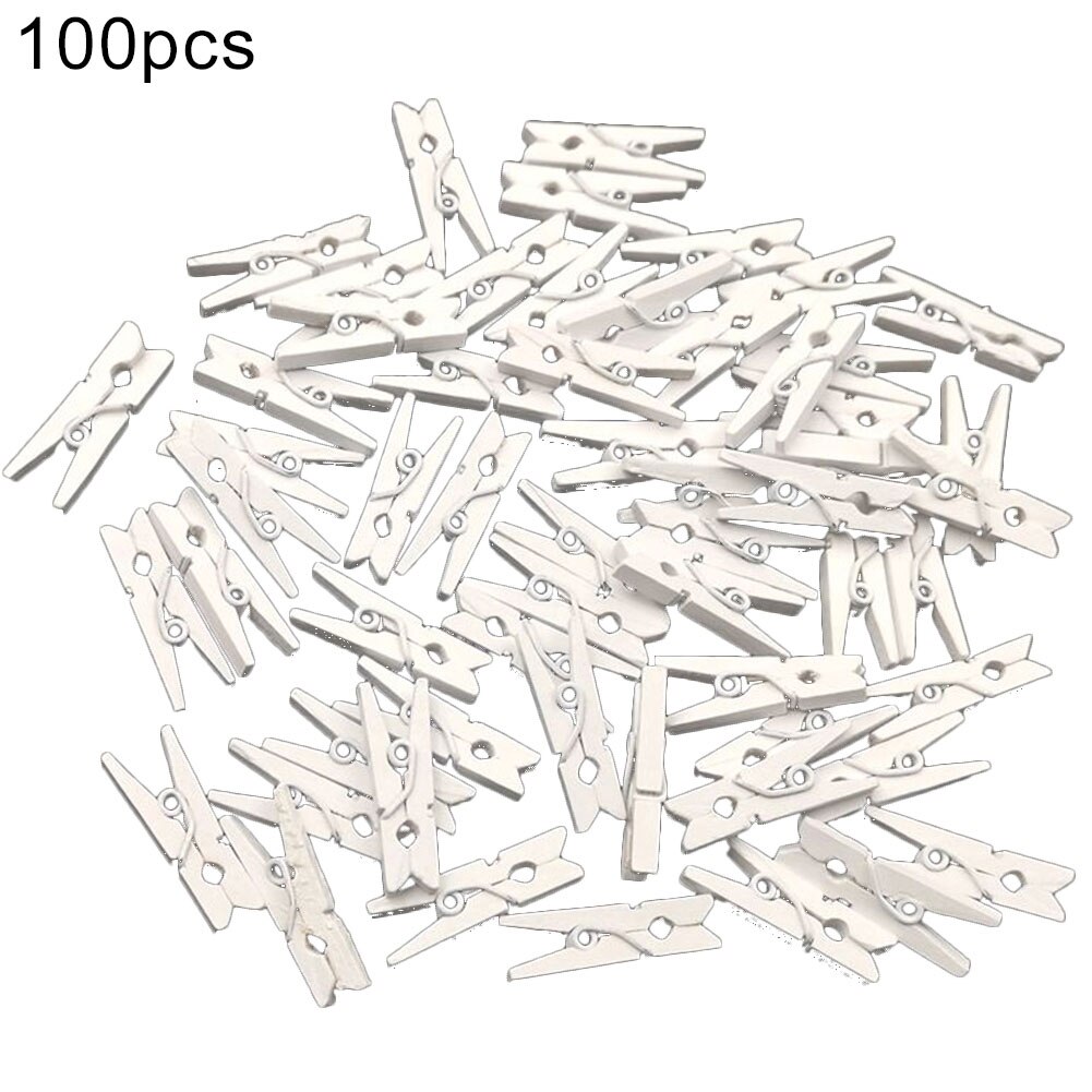 Pinzas de foto de madera Natural para decoración de fiestas, pinzas de madera de Color para manualidades, bricolaje, 100 Uds.