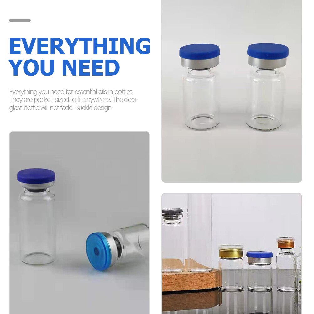 30pcs Glass Vials 10ml Liquid Medicine Dispenser Medicine Bottles with Caps