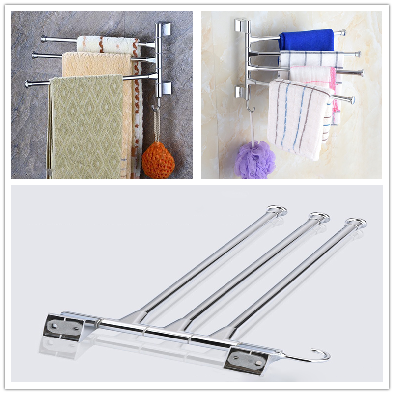 Swivel Towel Rack Stainless Steel Heavy Duty Wall Mounted Towel Shelf Towel Holder Towel Rack for Hotel Bathroom Home