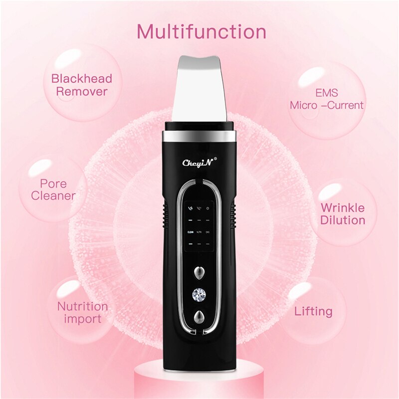 Limpiador Facial ultrasónico de belleza CkeyiN, limpiador Facial para eliminar espinillas, limpiador de poros, limpiador Facial
