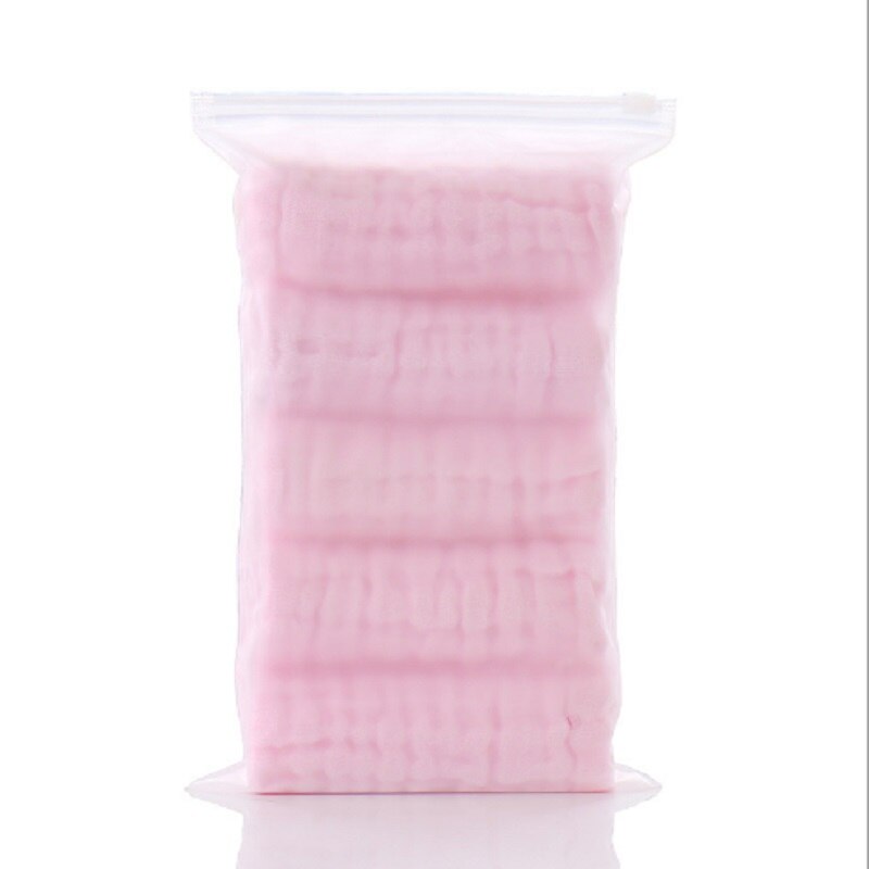 5Pcs Baby Towel Kid Bath Towels for Babys Face Wash Wipe Muslin squares Cotton Hand Towel soft Baby Gauze for newborn Baby Stuff: 5 Pink