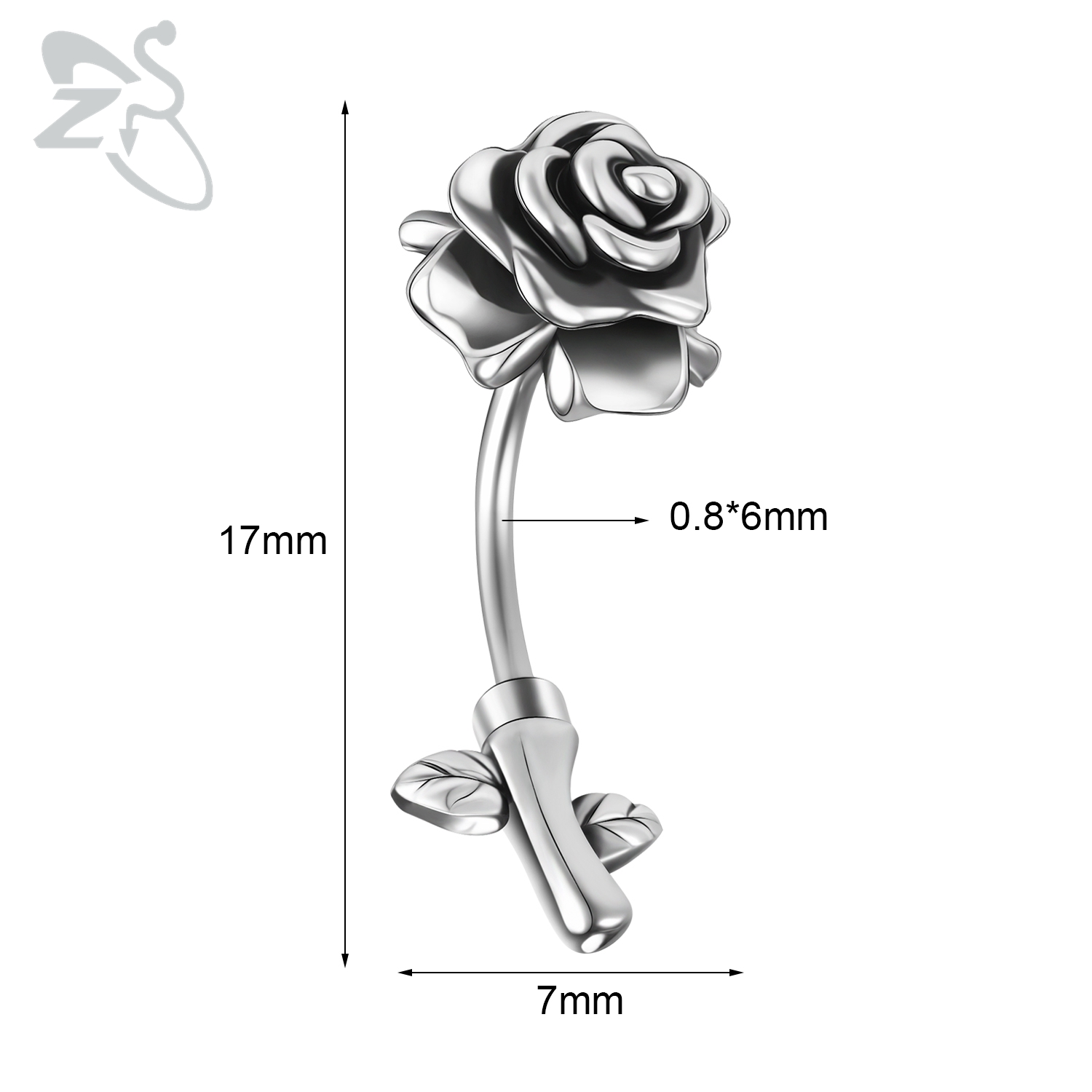 ZS 1 Piece 16G/20G Stainelss Steel Eyebrow Piercing Men Punk Rock Curved Eyebrows Ring Cross Spike Lip Belly Piercings Jewelry