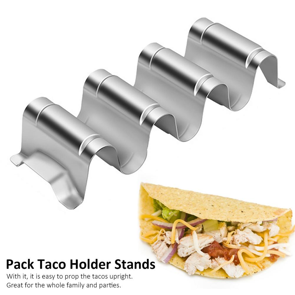 Wave Shape Stainless Steel Taco Holders Mexican Food Rack 2-3 Hard Shells Dog Holder Stand Taco Rack