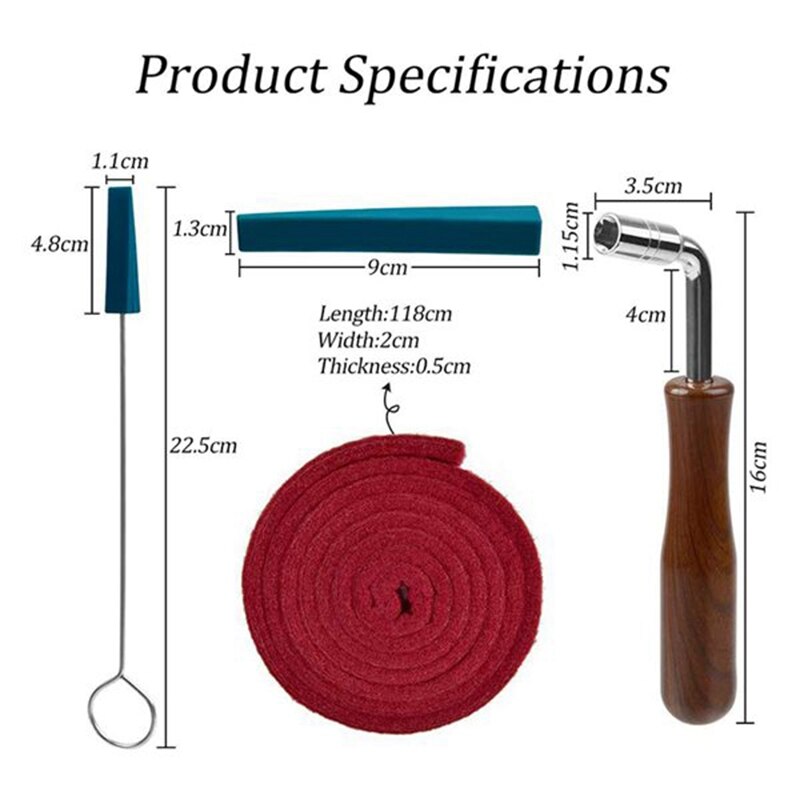 Piano Tuning Tool Set, Stemsleutel Vork Rubber Mute Wolvilt Temperament Strip Piano Tuner Kit Tuning Algemene Accessoires