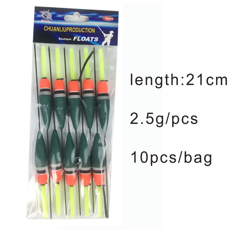 Topline Visgerei 10 Stks/partij Visdobbers Alle Waggler Boei Bobbers Vis Barguzinsky Fir Praalwagens Tackle Karper Pesca Boya Acesorios: 2.5G DARK GREEN