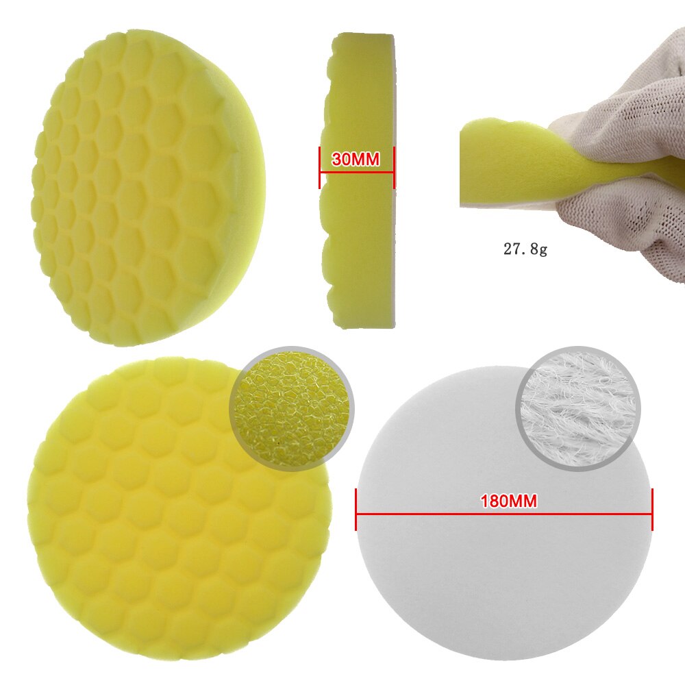 Tampon éponge de polissage pour épilation, 5 pièces, 6/7 pouces, tampon à récurer, gommage électrique, tout usage pour la réparation automobile, soins automobiles