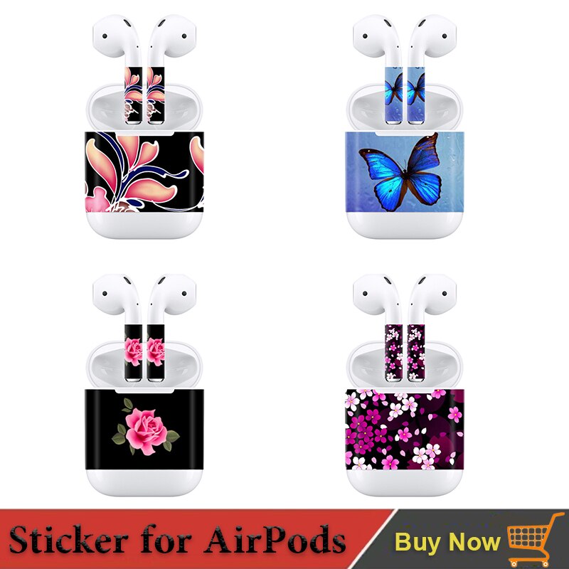 Bloem Patronen Skin Sticker Voor Apple Airpods Ultra Dunne Oortelefoon Cover Flim Sticker Case Voor Apple Airpods