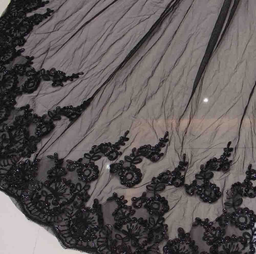 Black Long Wedding Veil with Sequined Lace Cathedral 2T Bridal Veil Cover Face 2 Layers 3 M Veil with Comb Wedding Accessories