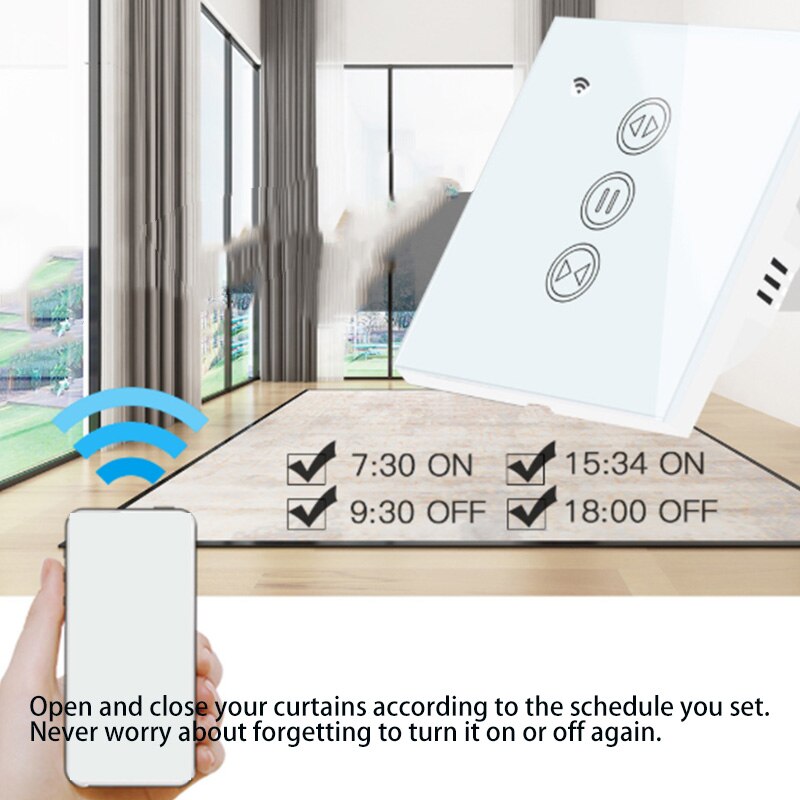 2Pcs Curtain Switch Wifi Smart Curtain Switch 2Nd Generation European Regulation Curtain Switch Blind Switch
